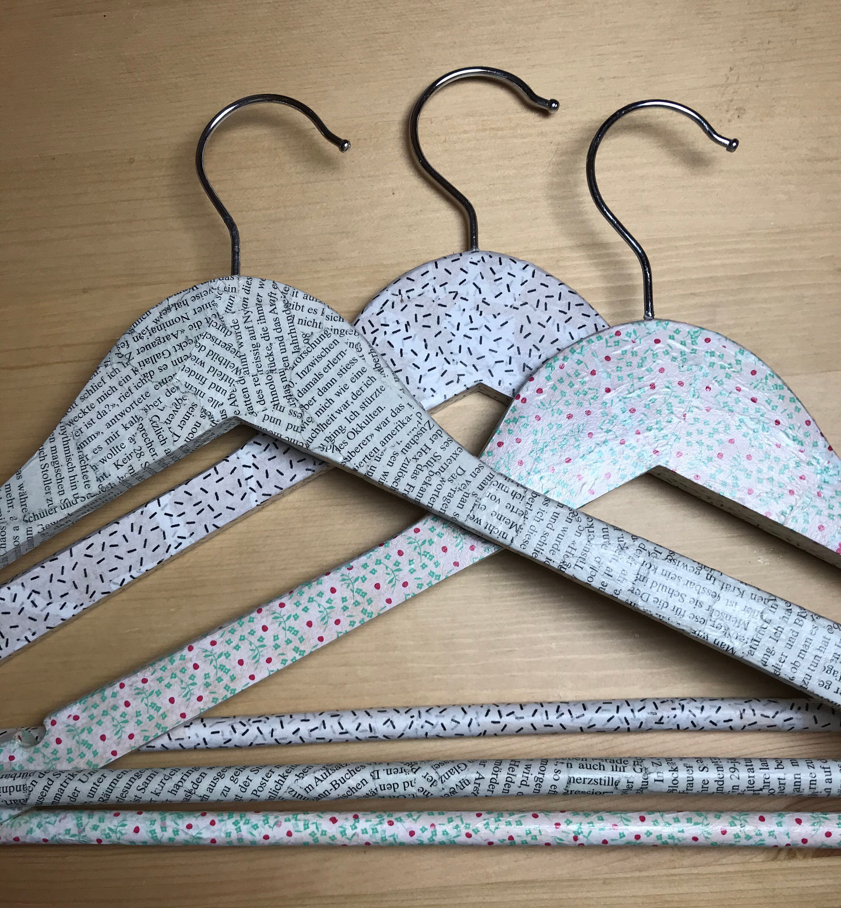 Set of 3 Decoupage Coat Hangers Etsy