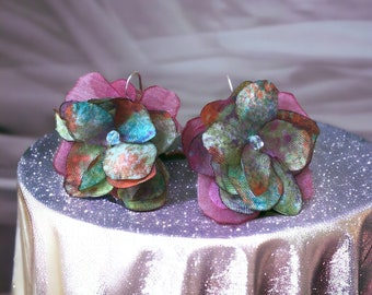 Silk flower earrings / boho earrings / women's earrings / ear jewelry / boho wedding earrings