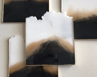 Black & White Resin Coasters: Set of 4 unique, handcrafted coasters