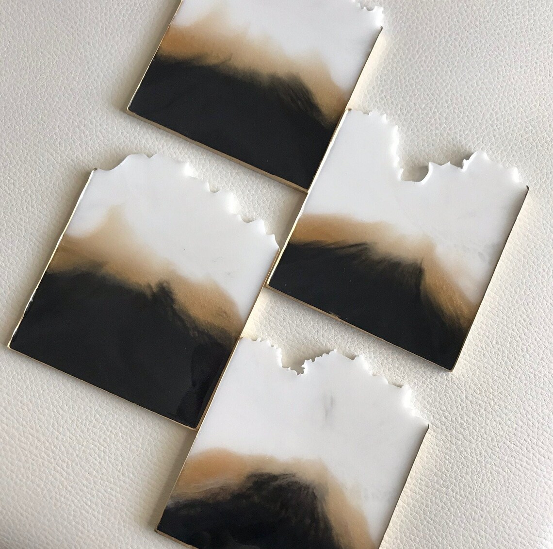 Black & White Resin Coasters Set of 4 Unique, Handcrafted Coasters Etsy