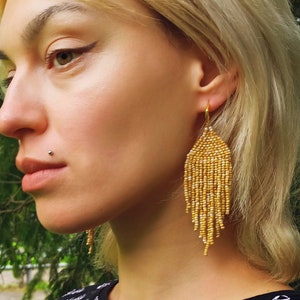 Seed Beads Earrings, Boho Fringe Earrings