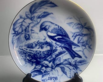 COBALT BLUE Collectible Plate of R\u00f6rstrand Sweden 1930s