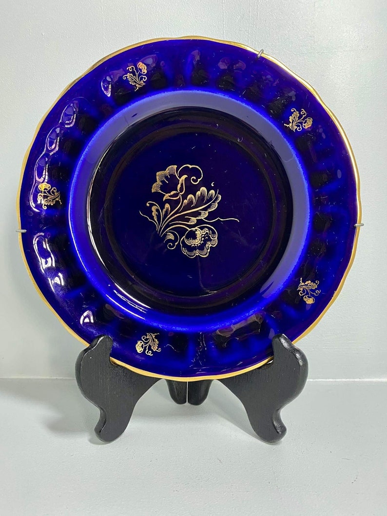 COBALT BLUE Collectible Plate of R\u00f6rstrand Sweden 1930s