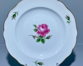 Gorgeous Meissen Red Rose Crossed Swords Porcelain Plate First quality