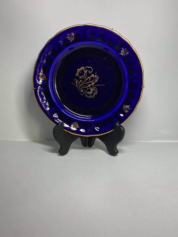 COBALT BLUE Collectible Plate of R\u00f6rstrand Sweden 1930s