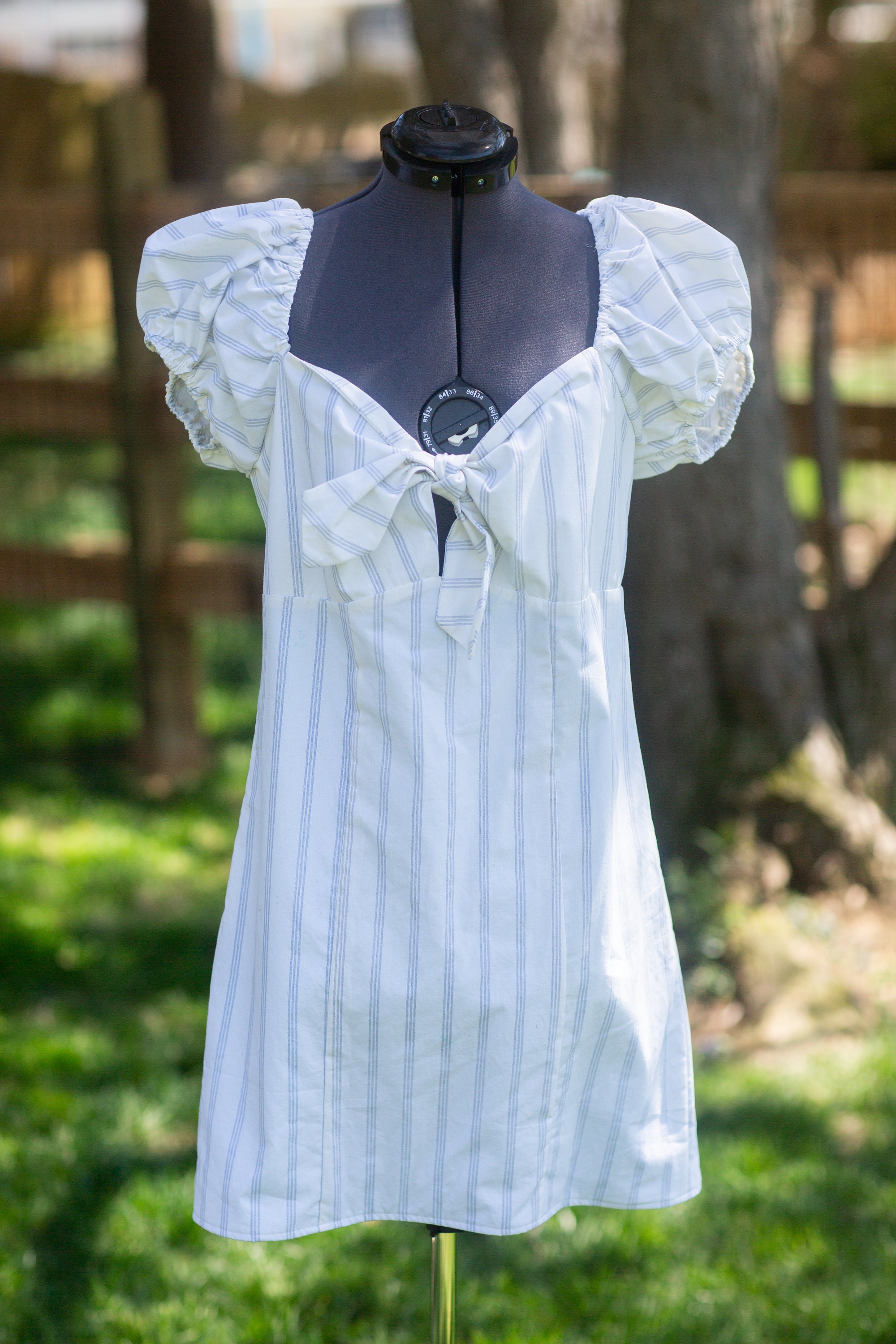 Pinstripe Pleated Tie Top - Parliament Blue