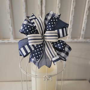 Navy Blue Decor, Navy Blue Bow For Lantern, Blue Now For Wreath, Summer Bow, Summer Decor, Lantern Decor, Door Decor