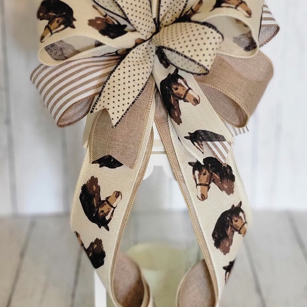 Horse Decor, Farmhouse Decor, Rustic Bow, Horse Bow, Lantern Decor, Farmhouse Wreath, Lantern Bow, Wreath Bow, Horse Gift, Farmhouse Wreath
