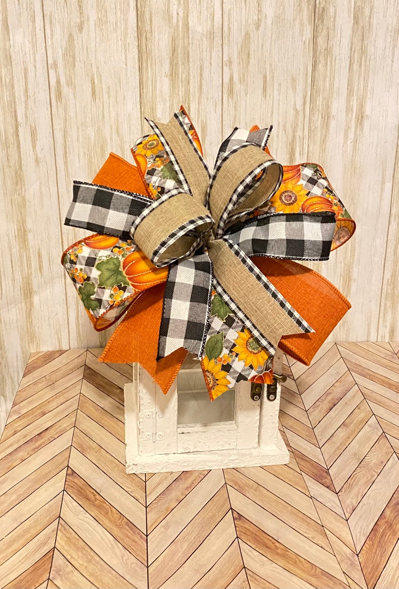 Rustic Fall Bow Fall Bow, Farmhouse Bow, Bow for Lantern, Bow for Wreath, Fall ...