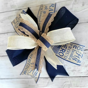 Military Bow, Air Force Decor, Welcome Home Decor, Support our Troops Bow, Military Wreath, Deployment Bow, Yellow Bow, Veterans Day Decor