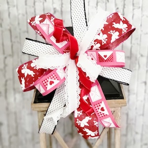 Valentine&#39;s Day Decor, Valentine&#39;s Day Bow, Valentine&#39;s Day Gift, Bow For Wreath, Bow For Lantern, Bow For Door Hanger, Valentine&#39;s Wreath