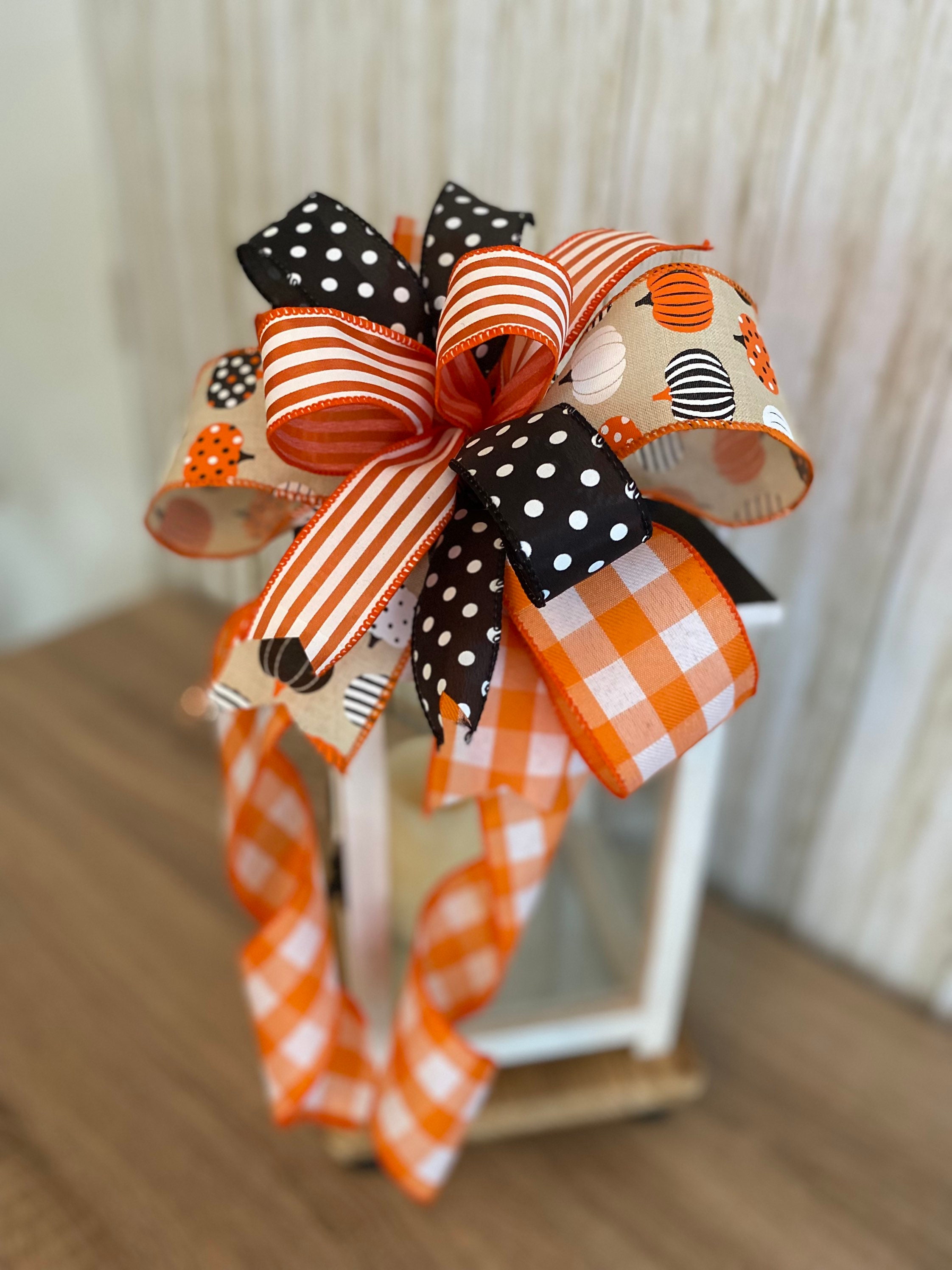 Halloween Bow, bow for Lantern, Bow for wreath, Fall Bow, Autumn Bow. fall Decor, Thanksgiving Bow, Lantern Decoration