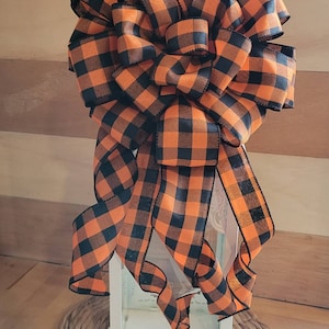 Halloween Bow, Halloween Decoration, Farmhouse Bow, Lantern Bow, Wreath Bow, Holiday Bow, Orange Bow, Halloween Swag, Halloween Wreath