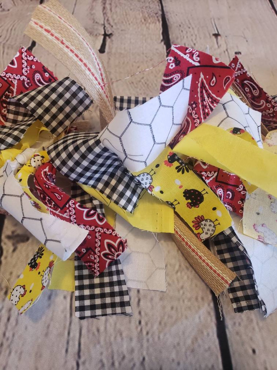 Farmhouse Chicken Rag Garland Buffalo Check Rooster Decor - Etsy