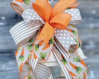 ABTOLS 10PCS Easter Wreath Bows, Spring Easter Carrot Bow For Wreath Easter Orange Wreath Bows Easter Colorful Bows For Front Door Spring Easter Tree Bows For Indoor Outdoor Decor