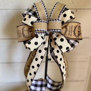 Farmhouse Bow, Bow for lantern, Bow for wreath, Rooster Decor, Farmhouse Swag, Gift Basket Bow, Rustic Bow, Country Bow, Summer Bow