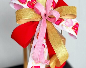 Valentine's Decor, Valentine's Day Bow  Bow, Leopard Bow, Bow For Wreath, Bow For Lantern, Valentine's Day Wreath
