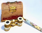 Antique Napoleon III Belle Epoche opera glasses guilloche enamel. Vintage. Rare.