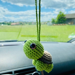 Car rear view mirror pendant turtle, car accessories, rear view mirror charm, car decoration, crochet pendant