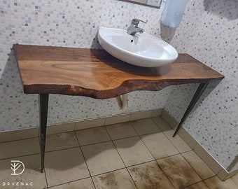 Bathroom Vanity Live Edge Shelf- Walnut