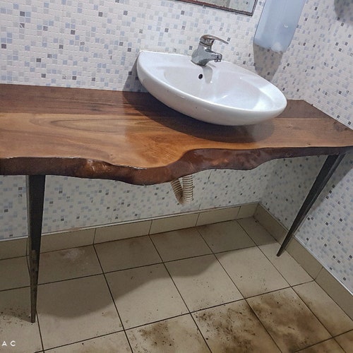 Bathroom Vanity Live Edge Shelf Walnut Etsy