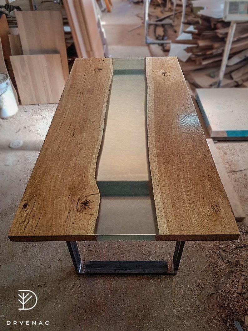Dining Table with Epoxy Resin Oak Wood Etsy