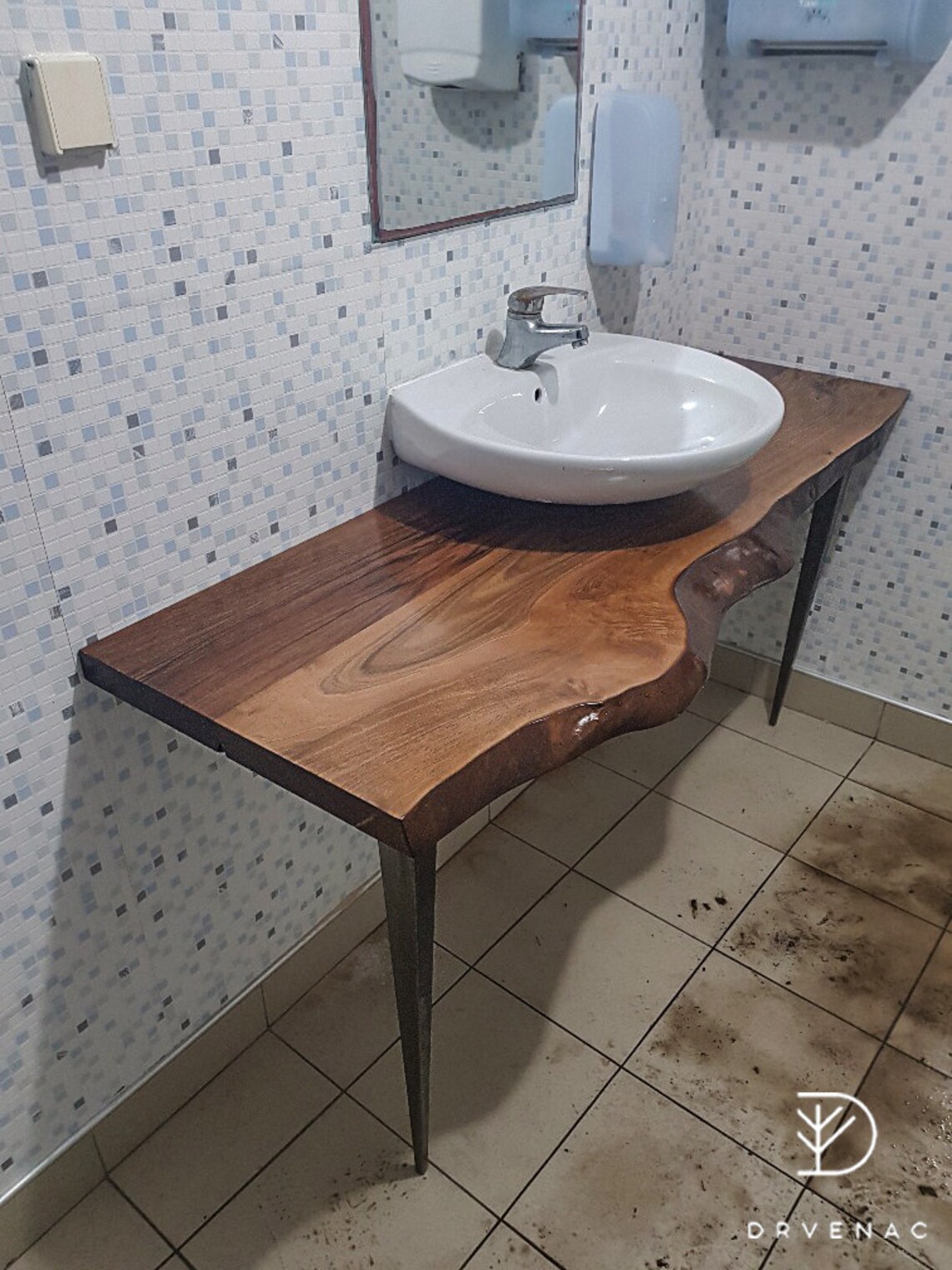 Bathroom Vanity Live Edge Shelf Walnut Etsy