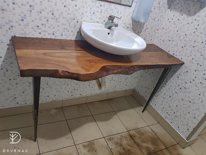 Bathroom Vanity Live Edge Shelf Walnut Etsy