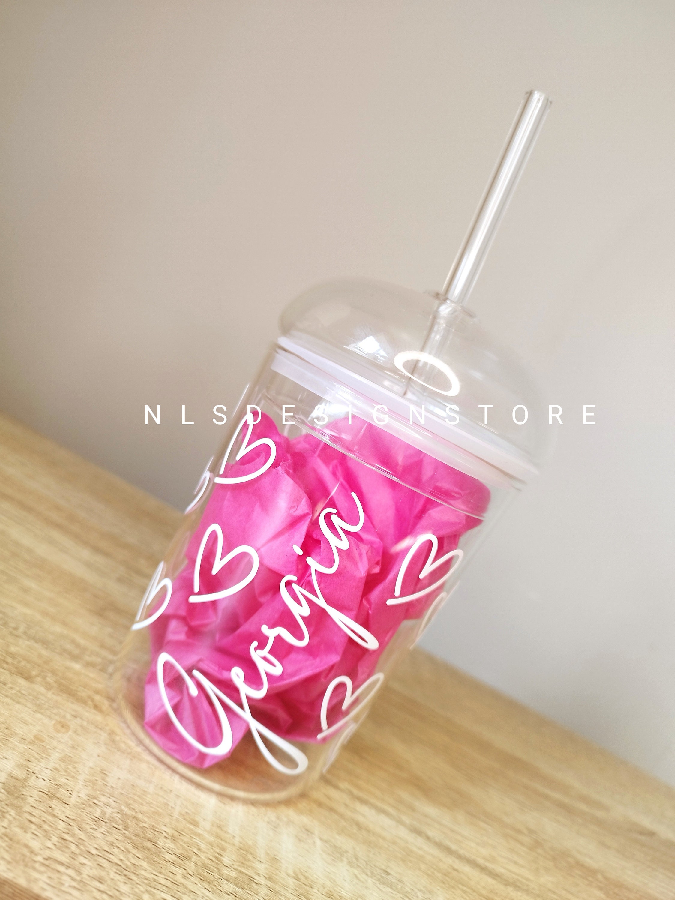 Personalised Glass Dome Lid Tumbler Personalized HEART Etsy UK