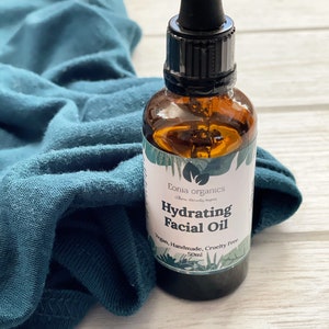 Suero de aceite facial hidratante orgánico - Vegano - Hecho a mano - Aceite facial - Suero facial - Hidratante - Aceite facial hidratante