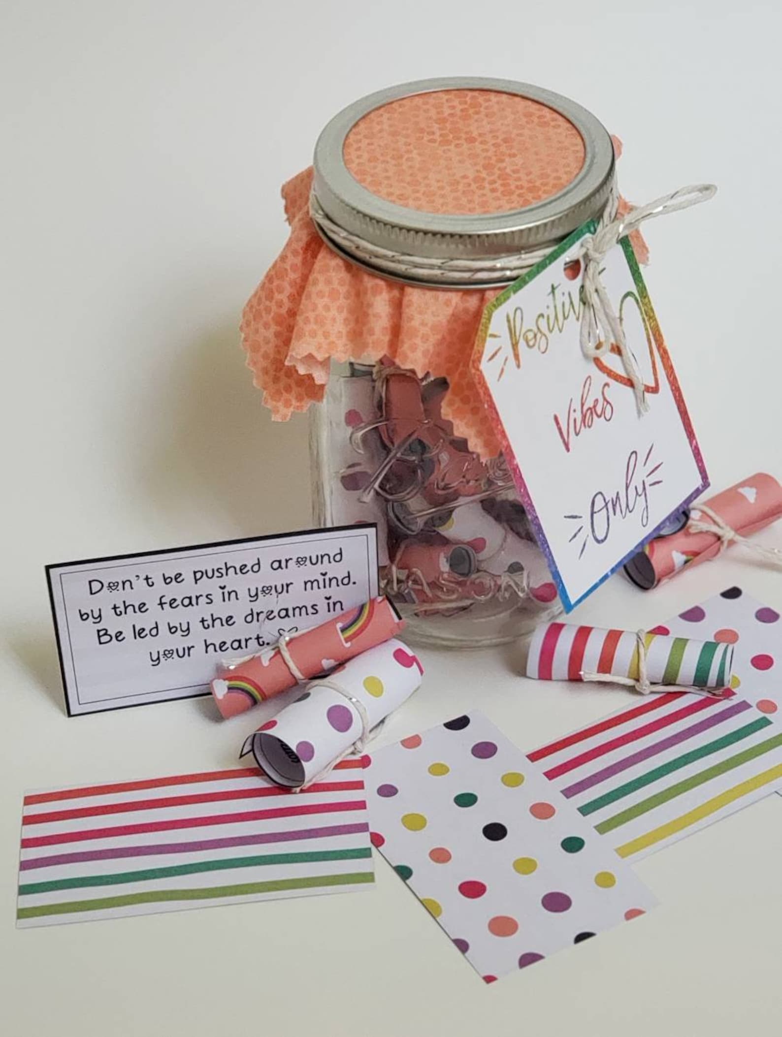 Positive Affirmations Jar DIY Inspiration Jar Positive Vibes Only 30