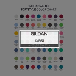 Gildan 64000, Gildan Mockup, Color Chart, 64000 Unisex T-Shirt, Download Color, JPEG Download, Size Chart