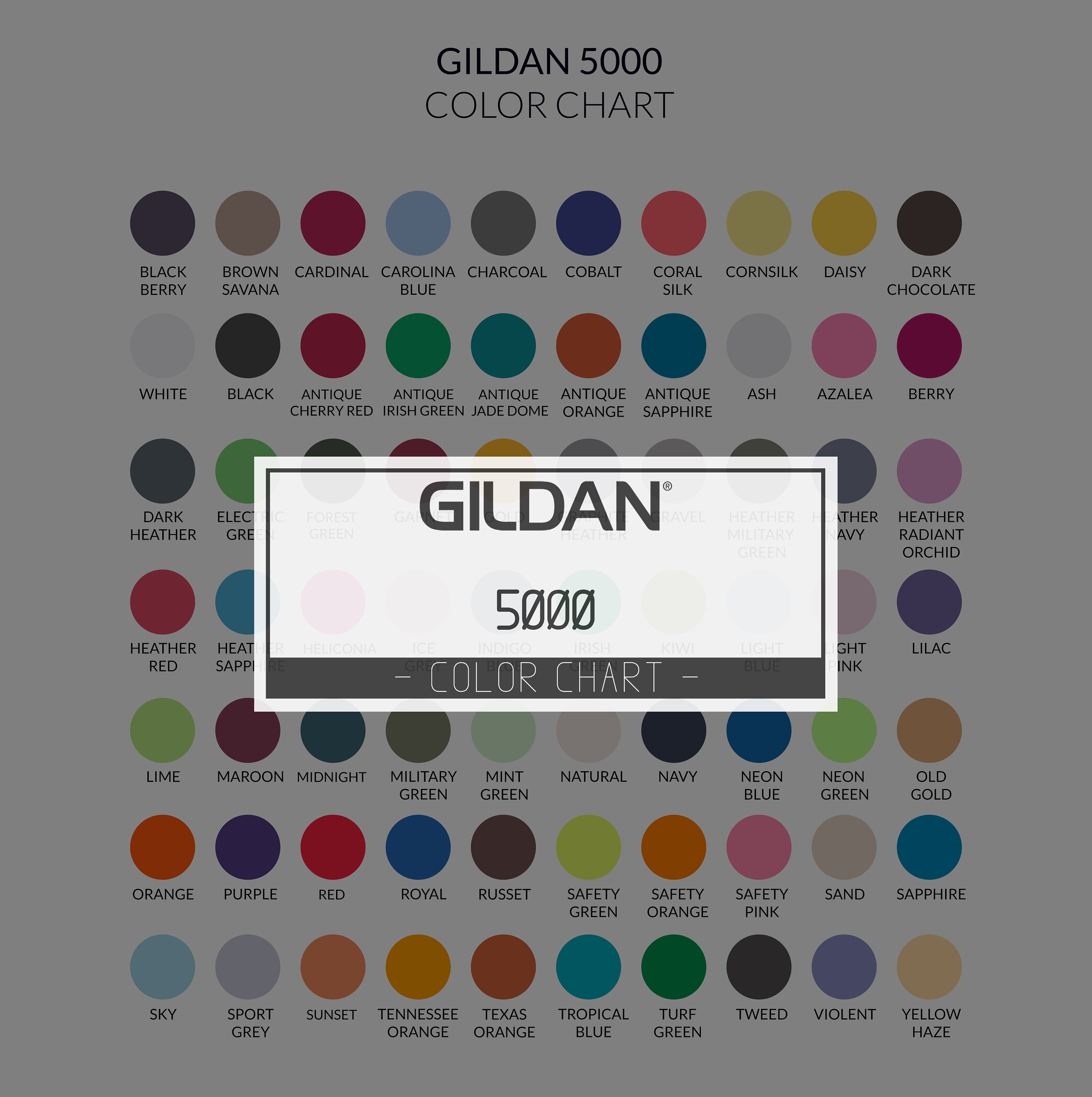 Gildan 5000 Color And Size Chart Gildan Heavy Cotton T-shirt UK ...