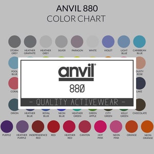 Anvil 880 Color Chart Mockup, Anvil Mockup, Every Color, T-shirt Color Chart, Shirt Size Chart, T-Shirt Color Guide, T-Shirt Size Guide