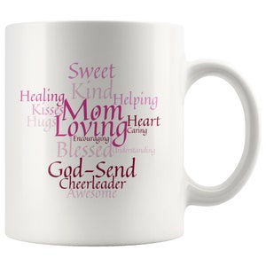 Mug for Mom, &#39;Pink Petals&#39; Mom Mug with Word Cloud,    Makes a Great Gift for Birthday or any occasion, Mother Gift.