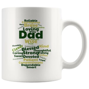 Dad Mug, Shades of Green, Typography Mug, Mug with Text, Great Gift for Dad, Father Birthday Gift