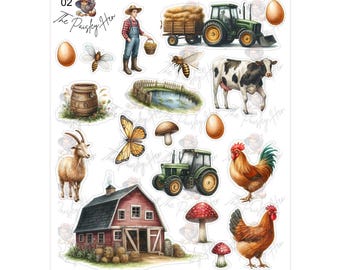 Charming Farm-Themed Stickers for Your Journal & Planner