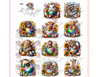 Easter Egg Animal Stickers: Craft Vinyl Decals for Journaling