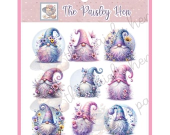 Charming Spring Gnomes Stickers for Planners & Creative Crafts, Journals, Decoupage, ATCs, Scrapbook