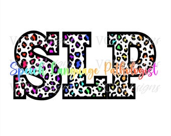 Logopeda / Patólogo del Lenguaje / Leopardo Arcoíris / Digital / PNG / Transparente / Para Camisetas / Sublimación / DTF / Listo para Imprimir