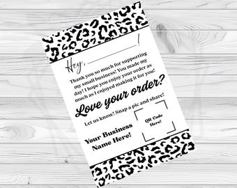 Etiquetas térmicas de agradecimiento de 4 x 6 pulgadas, diseño de leopardo, para pequeñas empresas, imprimibles, digitales, suministros para empresas, envíos, editables, código QR