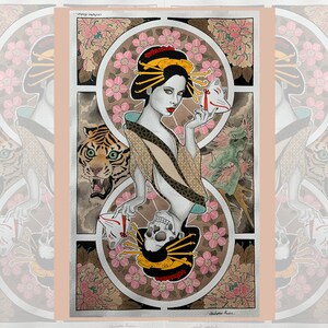 Print: neo-traditional geisha