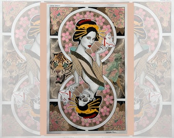 Druck: neotraditionelle Geisha