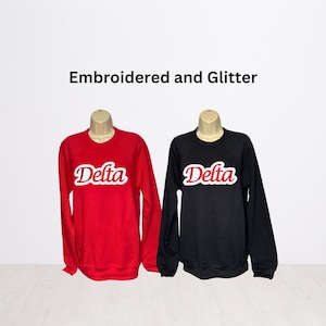 Delta Scripted Glitter Sweatshirt, Delta Sigma Theta