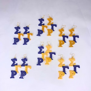 Sigma Gamma Rho Blue and Yellow Embroidered Earrings