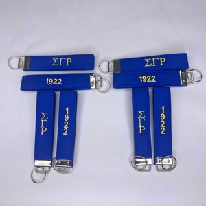 Sigma Gamma Rho Blue and Gold Embroidered Key fob Wristlet Keychain