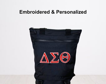Delta Sigma Theta Personalized Embroidered Convertible Tote Bag Backpack Bookbag