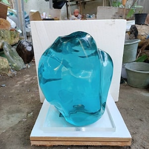 35.5kg(B094) Huge size Aqua Blue/Sky Blue!! Of Andara Crystal Monatomic natural rough full polished surface for healing/meditation.
