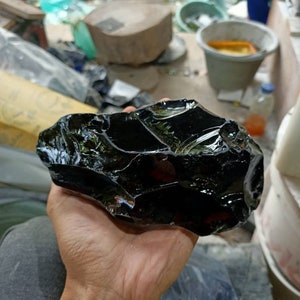 1.4kgs(022) Peel off skin! Special Dark Black Purple natural rough&quot; of andara Crystal Monatomic natural rough rare limited