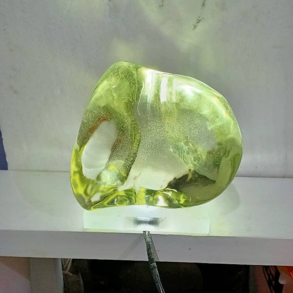 5.1kg(E046) New pieces"Topaz Yellow Foam"of Andara Crystal Monatomic Natural polished with LED base light for meditation